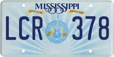 MS license plate LCR378