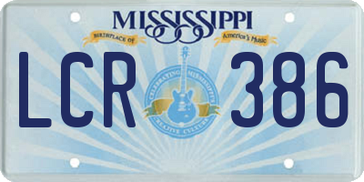 MS license plate LCR386