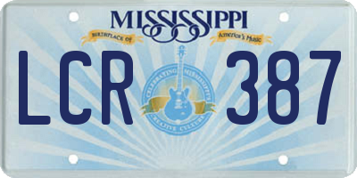 MS license plate LCR387