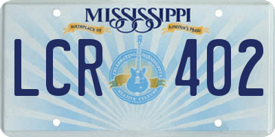 MS license plate LCR402
