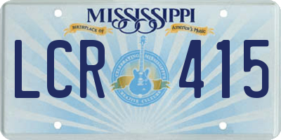 MS license plate LCR415