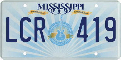 MS license plate LCR419