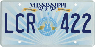 MS license plate LCR422