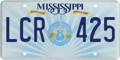 MS license plate LCR425