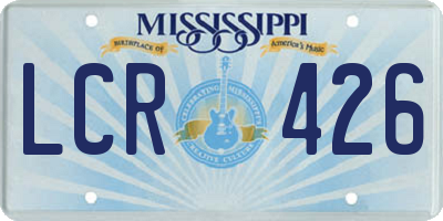 MS license plate LCR426
