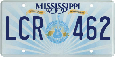 MS license plate LCR462