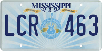 MS license plate LCR463