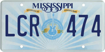 MS license plate LCR474