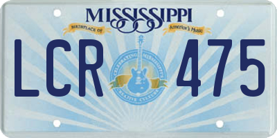 MS license plate LCR475