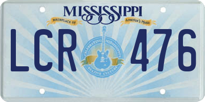 MS license plate LCR476