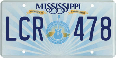 MS license plate LCR478