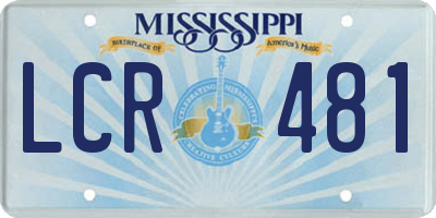 MS license plate LCR481