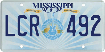 MS license plate LCR492