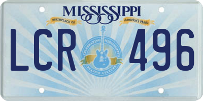 MS license plate LCR496