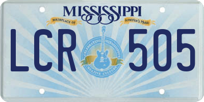 MS license plate LCR505