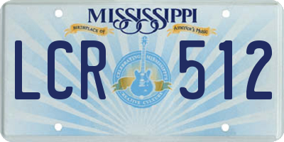 MS license plate LCR512