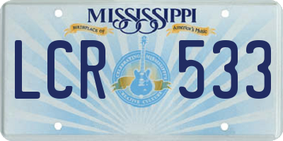 MS license plate LCR533