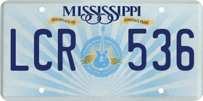 MS license plate LCR536