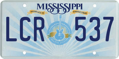 MS license plate LCR537
