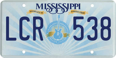 MS license plate LCR538