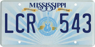 MS license plate LCR543