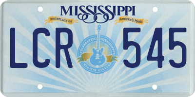 MS license plate LCR545