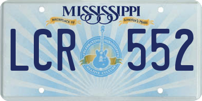MS license plate LCR552
