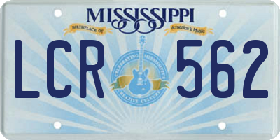 MS license plate LCR562