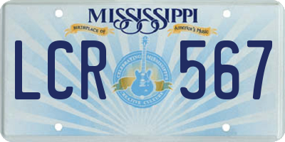 MS license plate LCR567
