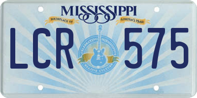 MS license plate LCR575