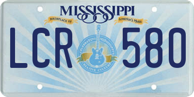 MS license plate LCR580