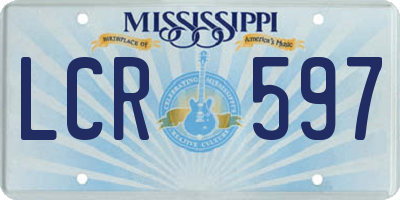 MS license plate LCR597