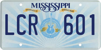 MS license plate LCR601