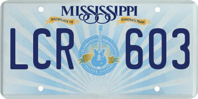 MS license plate LCR603
