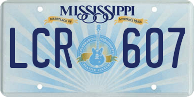 MS license plate LCR607