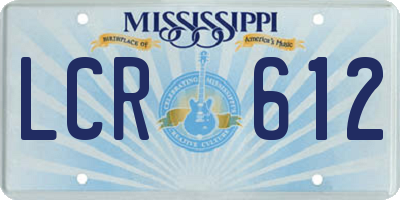 MS license plate LCR612