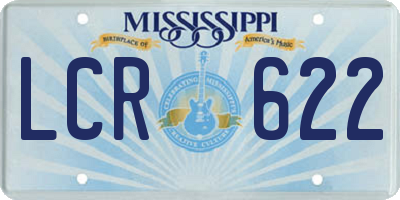 MS license plate LCR622