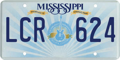 MS license plate LCR624