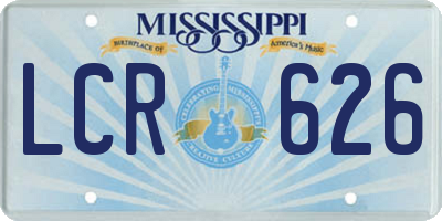 MS license plate LCR626