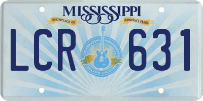 MS license plate LCR631