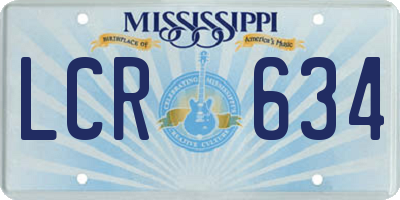 MS license plate LCR634
