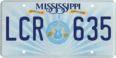 MS license plate LCR635