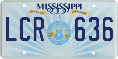 MS license plate LCR636