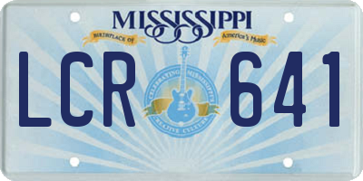 MS license plate LCR641