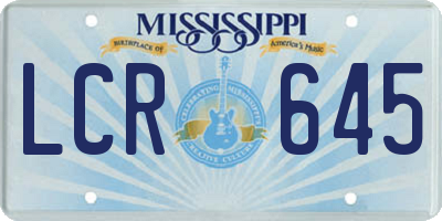 MS license plate LCR645