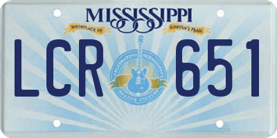 MS license plate LCR651