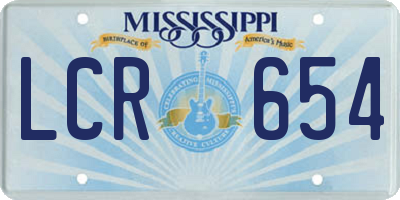 MS license plate LCR654