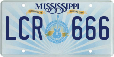 MS license plate LCR666