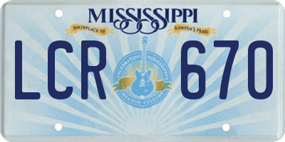 MS license plate LCR670