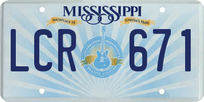 MS license plate LCR671